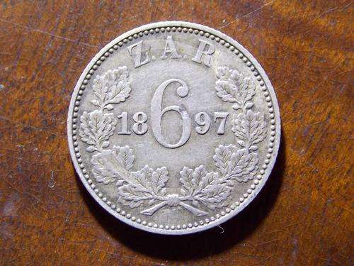 ZAR Kruger 6D Pence .925 Silver - 1897
