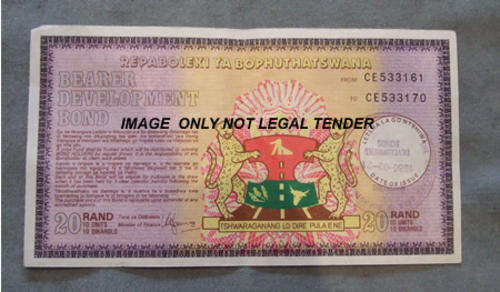 Bophuthatswana R20 Bond  **VERY RARE**  A Piece of History