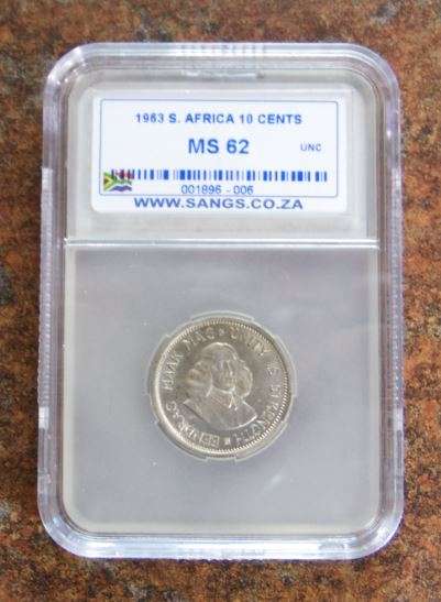 1963 S. Africa Silver 10 Cents - MS62 ***High Value***