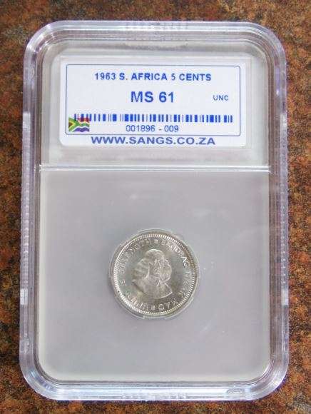 1963 S. Africa Silver 5 Cents - MS61 ***High Value***