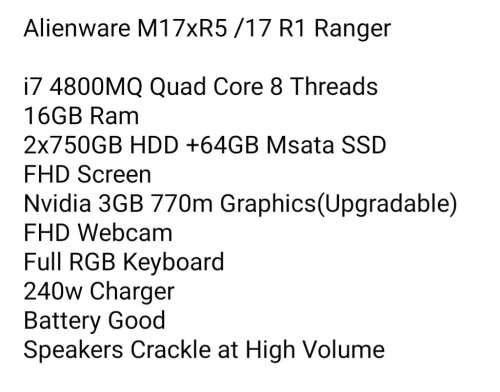 Alienware M17xR5 / 17 R1 Ranger