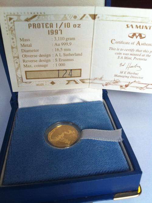 PROTEA 1/10 oz AFRICAN WOMAN 1997 GOLD COIN