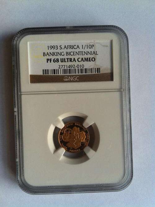 BANKING BICENTENNIAL PF68 ULTRA CAMEO 1/10p GOLD COIN