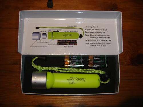 Waterproof LED Torch with lanyard and batteries