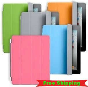 ipad3 Leather case Smart stand Cover case auto sleep/wake 8 color available free shipping