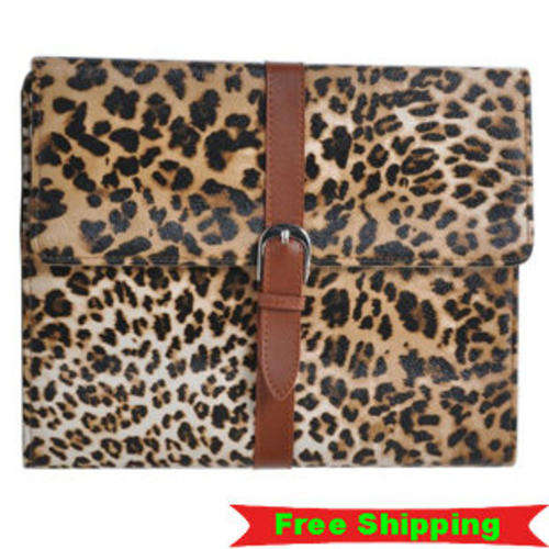 ipad 3 Leather Case Fashion Sexy Leopard Skin Cover For ipad3 With Stand 3 Colors free shipping