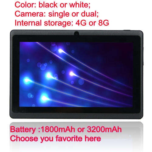 new  7 inch Android 4  512DDR 4G/8G camera  wifi  support 3G Tablet PC black/white