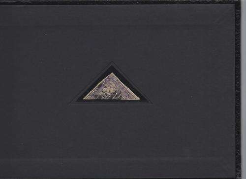 Cape of Good Hope 6d Triangle with Stanley Gibbons Certificate of Authenticity in collectors wallet.