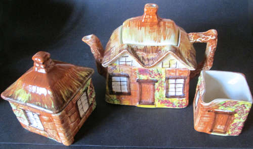 Price Bros Cottage Ware Teapot, Sugar Bowl and Milk Jug / Creamer