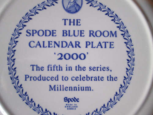 Spode The Blue Room Calendar Plate 2000