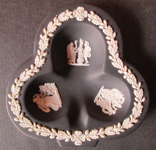 Wedgwood Black Jasperware Clover Shaped Dish