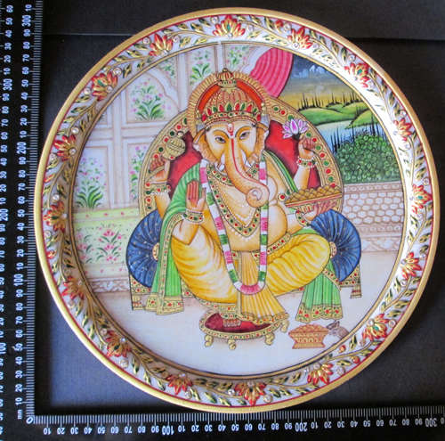 EmmDof9864 Painting of Lord Ganesha on Marble Plate