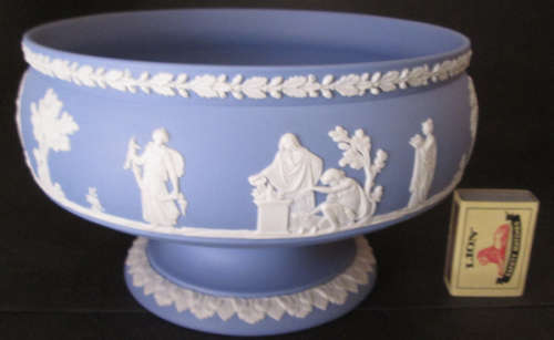 Large Wedgwood Blue Jasperware Pedestal Bowl