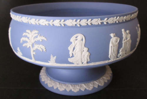 Large Wedgwood Blue Jasperware Pedestal Bowl