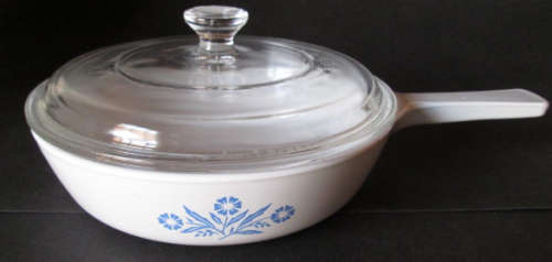 Corning Ware Blue Cornflower Pattern P-83-B Covered Skillet, 6 ½" Diameter Bowl