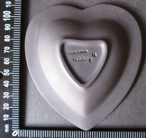 Wedgwood Black Jasperware Heart Shape Dish 'Bellerophon Watering Pegasus'