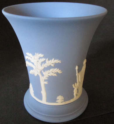 Wedgwood Blue Jasperware Trumpet Vase