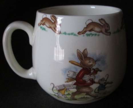 Royal Doulton Bunnykins Mug 'Playing Games Cricket Wheelbarrow Race'