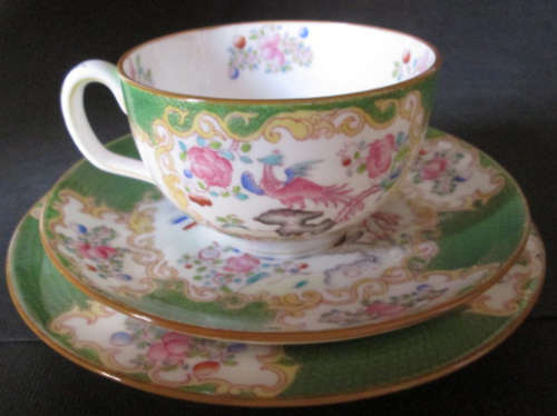 Vintage Mintons Green Cockatrice Pattern 4863 Trio