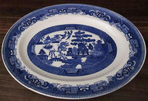 Serving Dish (Blue and White, Willows, Victoria Porcelain Fenton England)