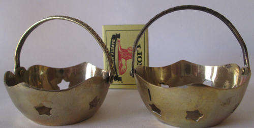 2 Small Brass Baskets with Star Patterns