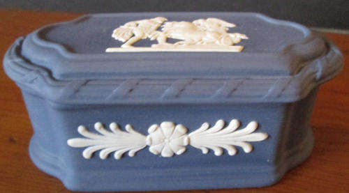 Wedgwood Blue Jasperware Rectangular Pin Dish