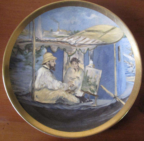 Crown Staffordshire Wall Plate 'Monet Painting in his Studio Boat'