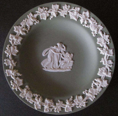 Wedgwood Green Jasperware Round Trinket / Pin Dish