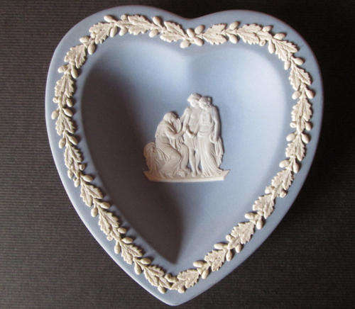 Wedgwood Blue Jasperware Heart Shaped Pin Dish