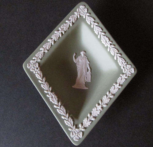 Wedgwood Green Jasperware Diamond Shaped Trinket Dish