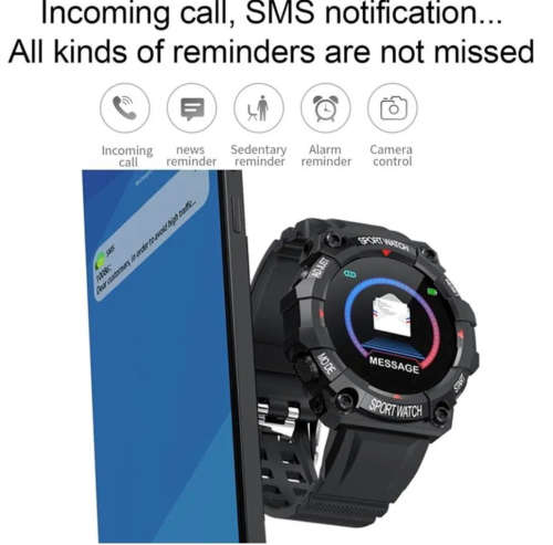 Bluetooth Fitness Smart Watch - Monitor Heart Rate, Blood Pressure, Blood Oxygen, Calorie, Distance