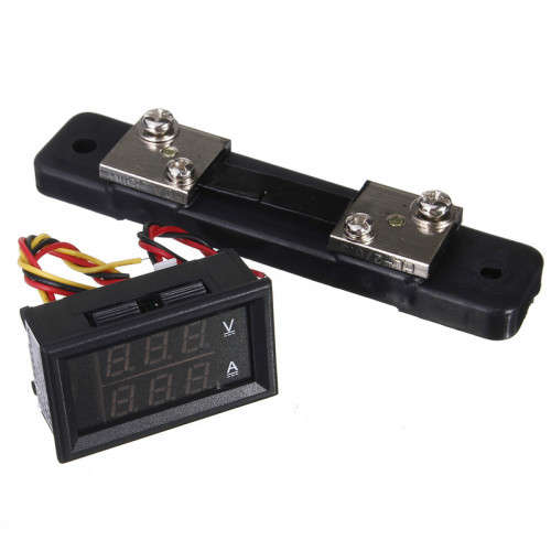 Meter Volt + Amp Red/Blue DC 0-100V 0-50A + 75mV Shunt **IN STOCK**