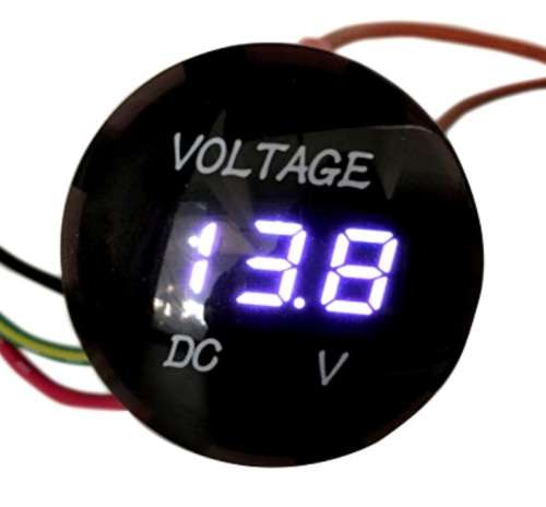 Voltmeter White/Light Blue Digital Round Waterproof 5-30V DC **IN STOCK**