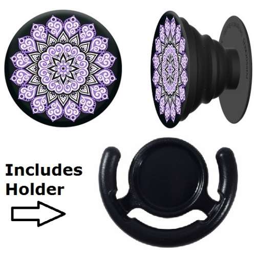 Cell Phone Finger Socket Holder - Purple Pattern **IN STOCK**