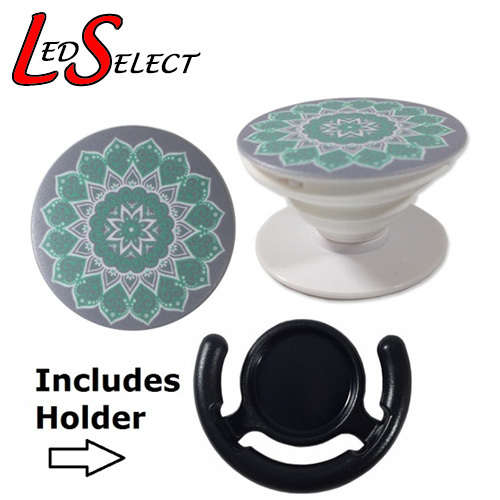 Cell Phone Finger Socket Holder - Grey/Green **IN STOCK**