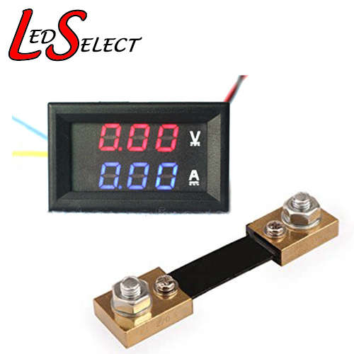 Voltmeter/Ammeter 100V 100A Dual LED Display (Red & Blue) + Shunt **IN STOCK**