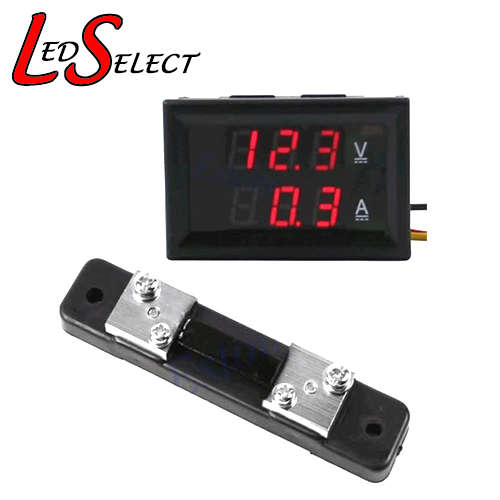 Meter Voltmeter + Ammeter Red DC 4.5-30V 0-50A + Shunt (Broken Leg) **IN STOCK**