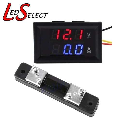Meter Voltmeter Ammeter Red/ Blue DC 4.5-30V 0-50A + Shunt **LOCAL STOCK**