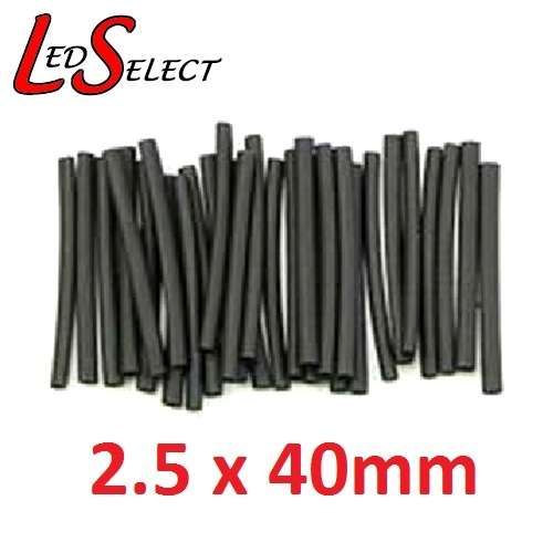 Heat Shrink 2.5mm Diameter 40mm Long Black **LOCAL STOCK**