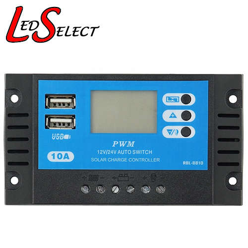 Solar Charge Controller Regulator 12/24V 10A with Display & USB **LOCAL STOCK**