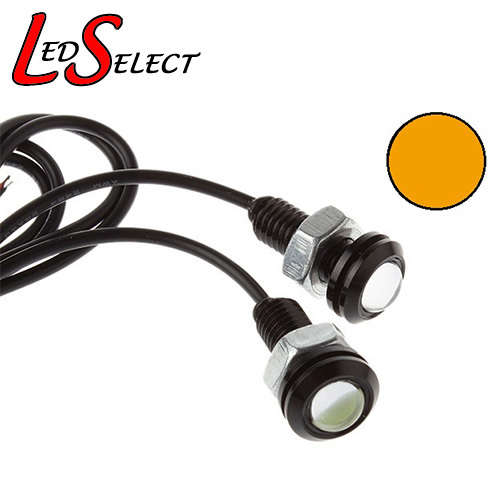 Car Daylight Running Led Lights 3W - Yellow/Amber (Black Body) **LOCAL STOCK**