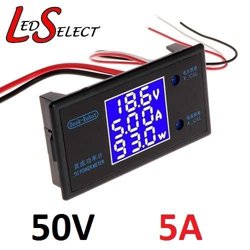Wattmeter Volt Amp LCD Blue Display 12V (Measure 0-50V 5A) **LOCAL STOCK**
