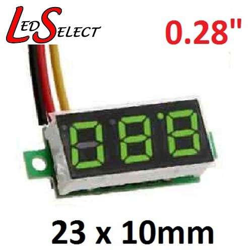 Voltmeter 0-100V 3 Wire (Green LED) Adjustable 23mm **LOCAL STOCK**