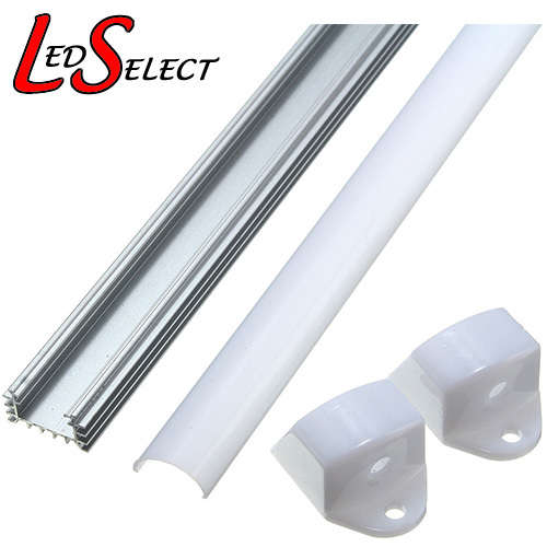 Aluminium Channel 1000mm Profile with Cover and End Caps **LOCAL STOCK**