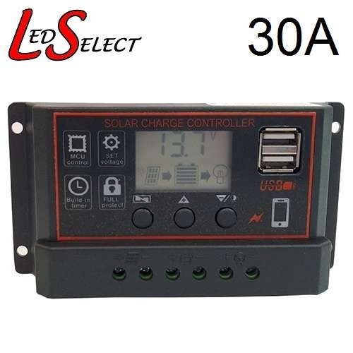 Solar Charge Controller Regulator 12V 24V 30A with Display USB Timer **LOCAL STOCK**
