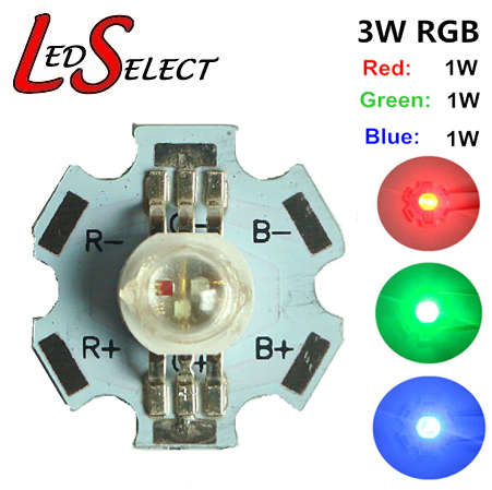 3W Led RGB (6 leg) on Aluminium Base **LOCAL STOCK**