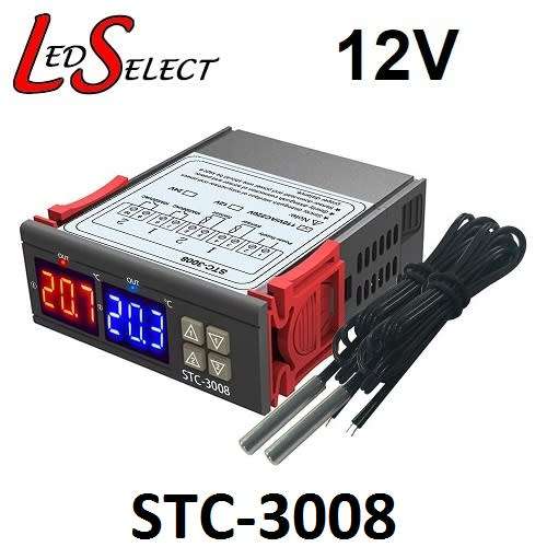 Temperature Controller Thermostat Thermometer STC3008 Heat and Cool 2 Probe 12V DC **LOCAL STOCK**