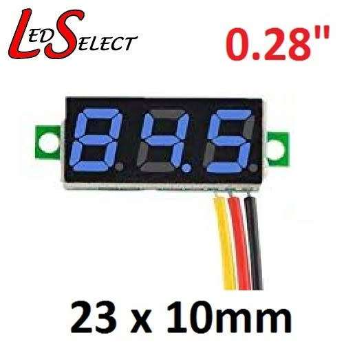Voltmeter DC 0-100V 0.28" Adjustable Mini 3 Digit Display Blue **LOCAL STOCK**