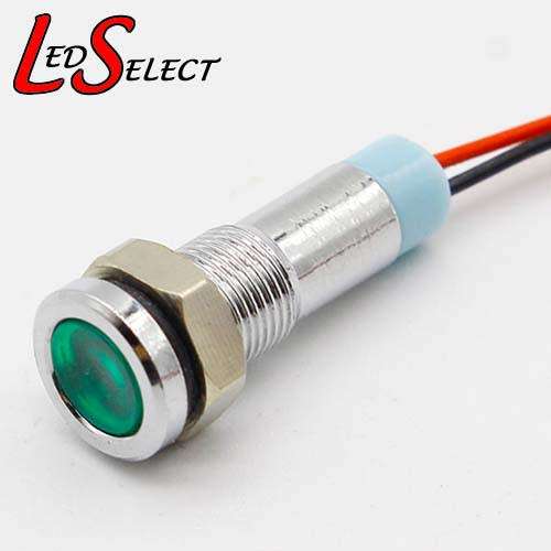 Light Led Signal Metal 6mm 12V Green Waterproof **LOCAL STOCK**