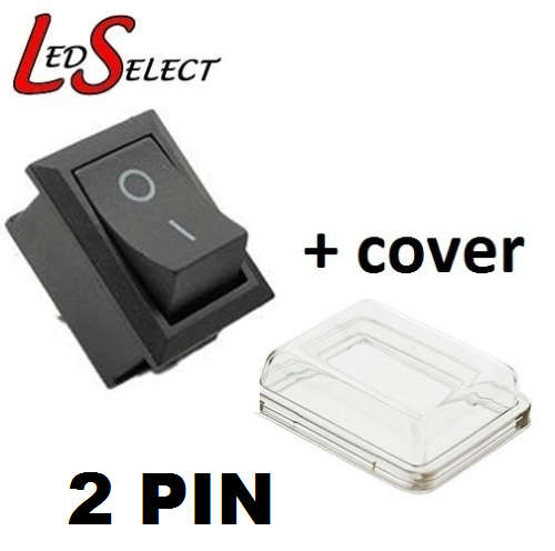 Switch Rocker Panel Button 2 PIN Black 250V 6A with Clear Cover **LOCAL STOCK**